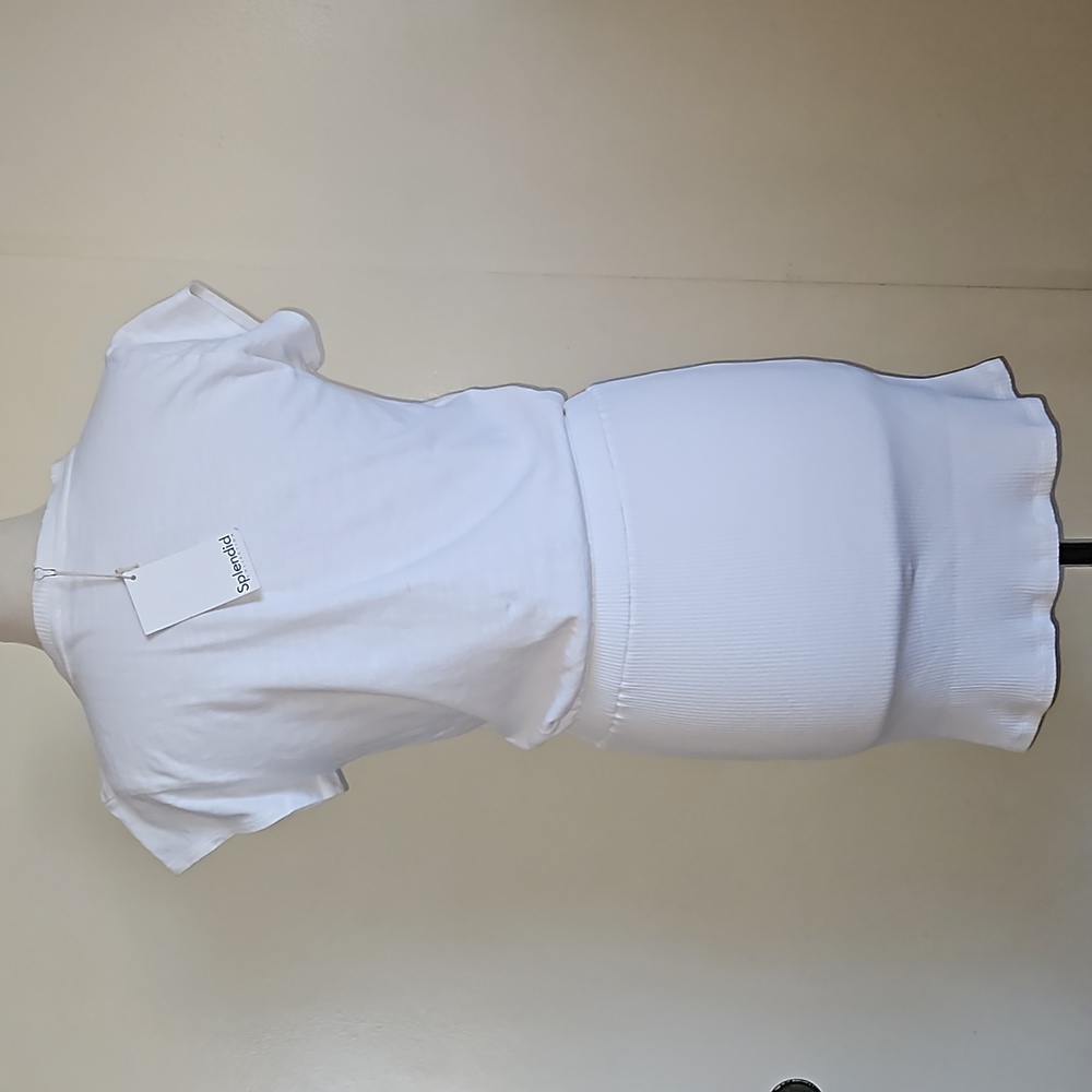 Splendid white knit cotton short seleeves blouson mini dress size medium - Picture 7 of 16